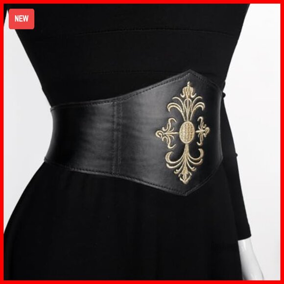 Renaissance Leather Corset Belt Wide Waist Cincher Snap Closure Fantasy Wear